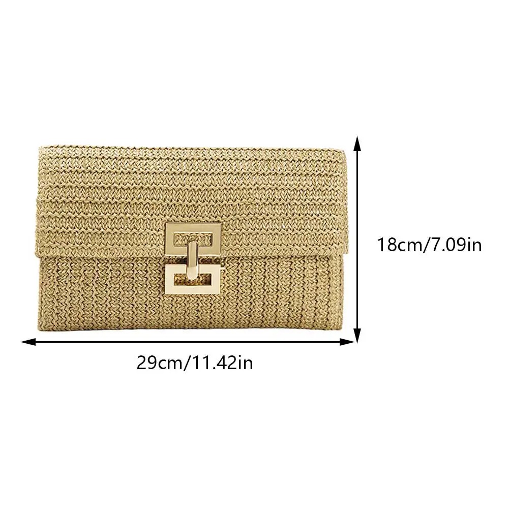 Straw Woven Clutch for Women – Raffia Crochet Beach Rattan Bag, Summer Party Wedding Evening Purse, Casual Luxury Handbag