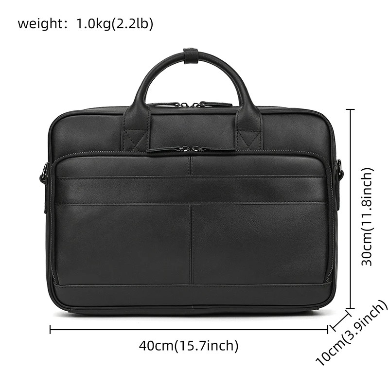 Retro Leather Laptop Briefcase Bag - Genuine Leather 15.6" Business Tote for Men in Dark Brown, Light Brown, and Black