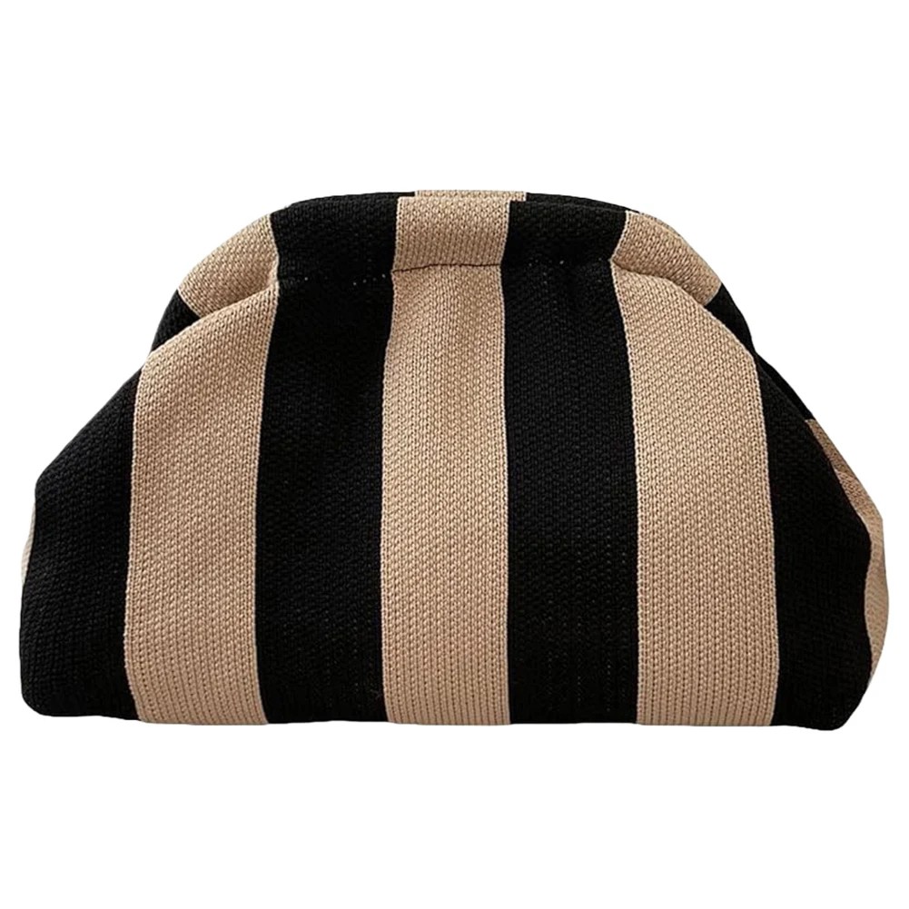 Striped Knitted Clutch Bag - Summer Beach Woven Handbag for Women | Colorblock Crochet Dumpling Clutch