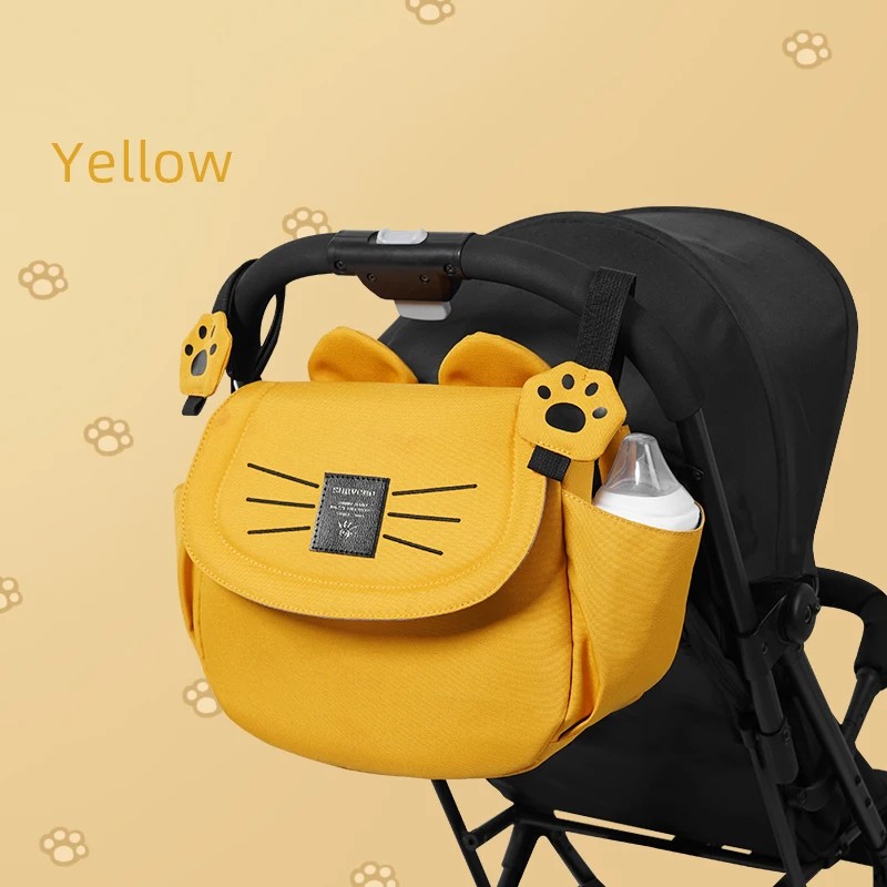 Cat Diaper Bag Large Capacity Mommy Travel Bag Maternity Organizer - Black and Yellow