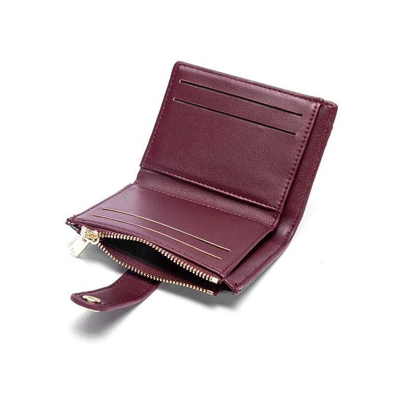 Fashion Retro Women's Card Wallet - PU Leather Business Commuter Wallet with Card Slots and Zipper Pouch - Available in Black, Green, Wine Red, Pink, Khaki, Blue, Silvery, Coffee