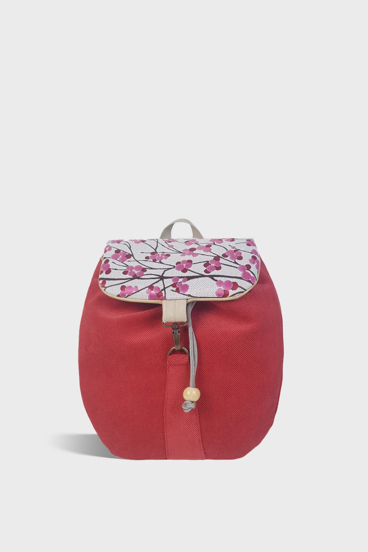 Manavgat Cherry Blossom Backpack – Handmade Red Designer Bag by HappyNear Exclusive