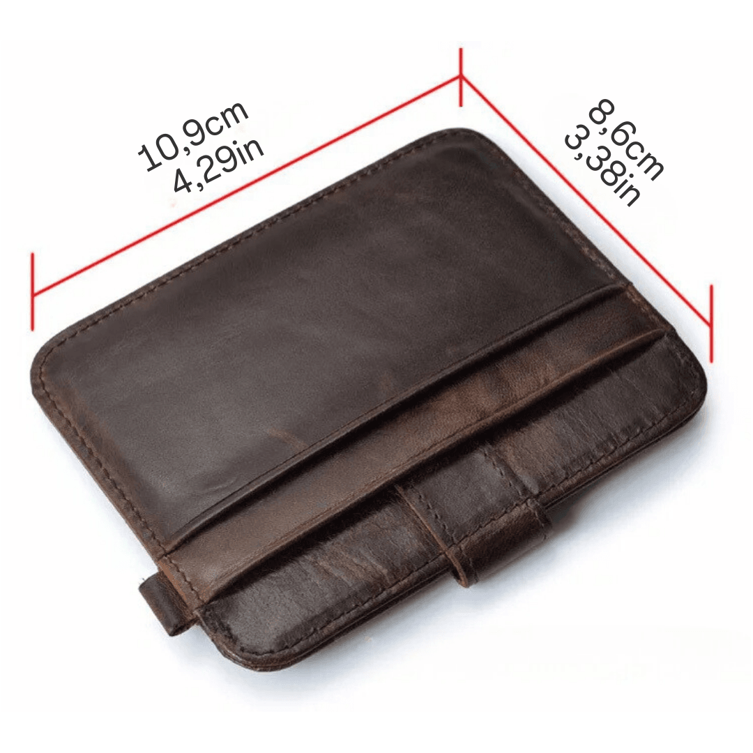 Men’s Genuine Leather Slim Wallet – Minimalist Card Holder with Snap Closure in Black and Brown