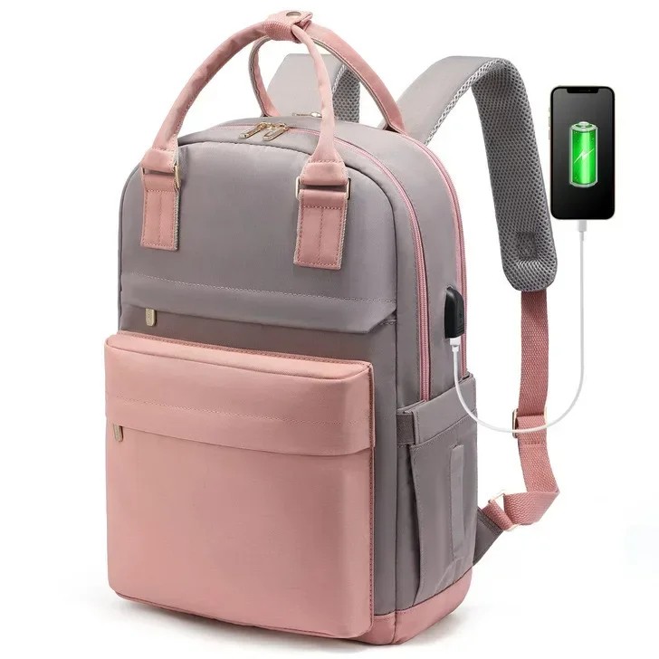 Waterproof USB Charging Backpack for Women - Stylish Travel, Work, and School Bag with Multi-Compartments & Laptop Sleeve