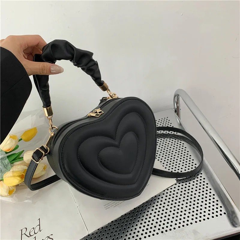 Heart-Shaped Crossbody Bag | Trendy PU Leather Top Handle Handbag for Women