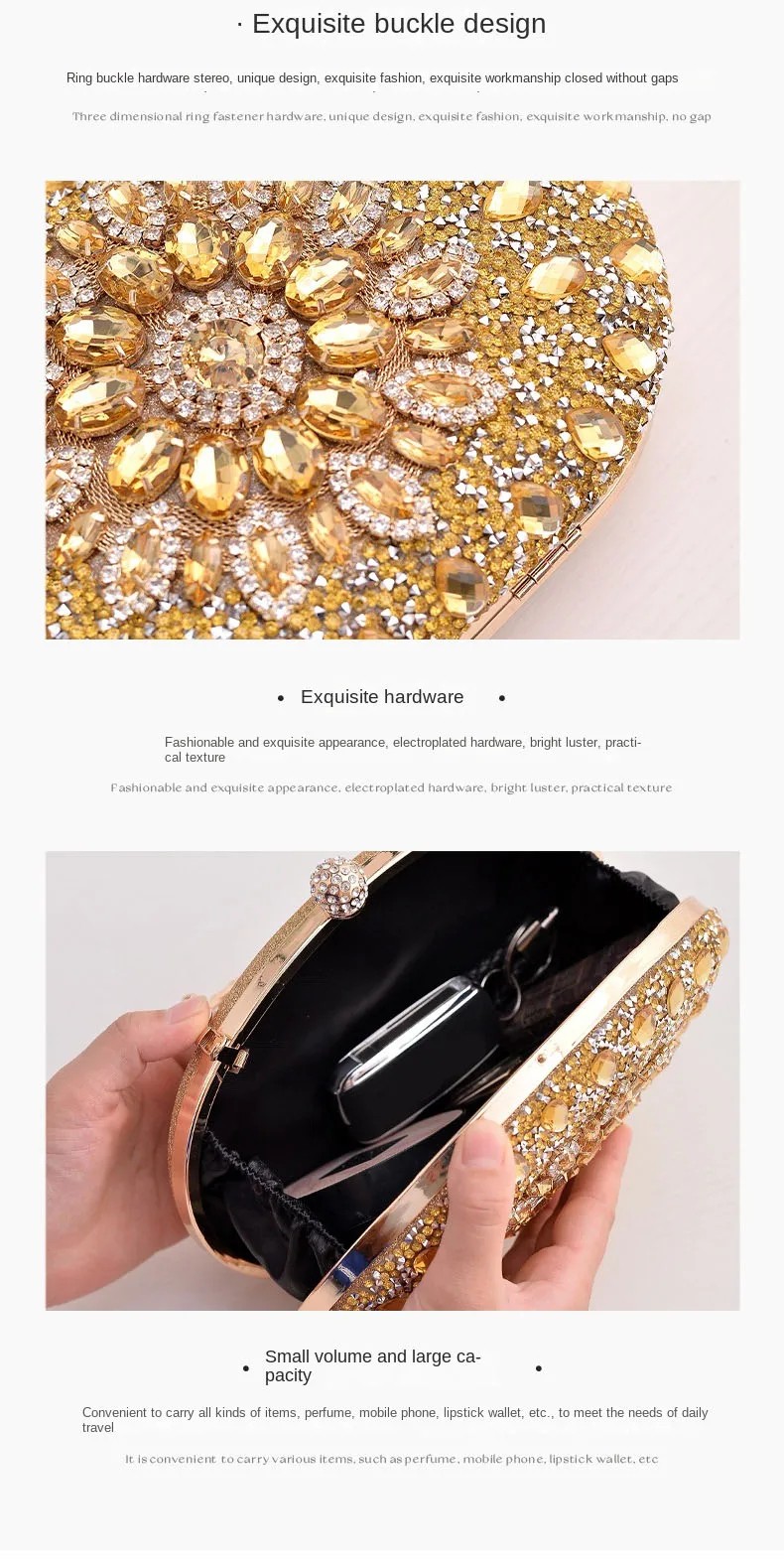 Luxury Flower Diamond Evening Clutch Bag for Women – Elegant Wedding and Party Handbag with Metal Handle & Chain