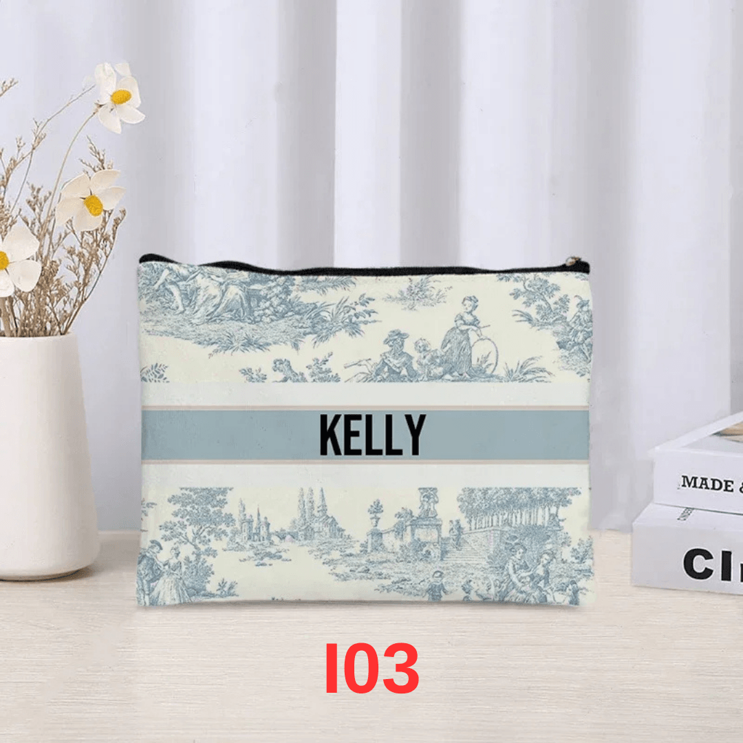 Personalized Vintage Floral Makeup Bag | Custom Travel Cosmetic Organizer for Ladies | Toilet Side Bag for Ladies