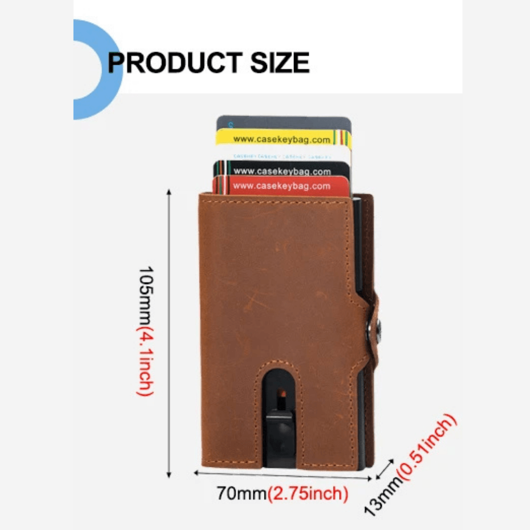 Genuine Leather RFID-Blocking Pop-Up Card Holder Wallet for Men - Available in Multiple Colors