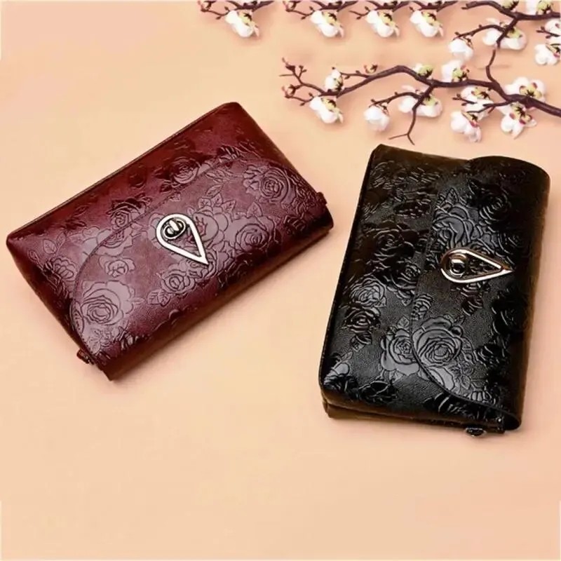 Elegant Rose Embossed Evening Clutch - Ladies Shoulder Crossbody Bag with Variants in Black & Wine Red