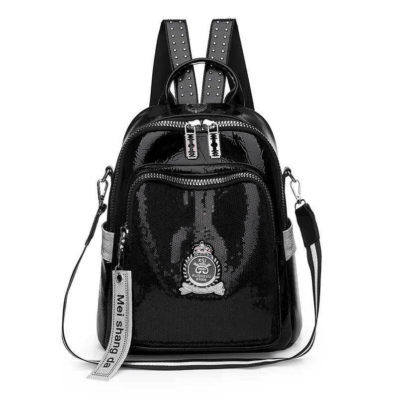 Chic Black Designer PU Leather Backpack for Women - Stylish & Versatile Shoulder Bag with High Capacity for Travel & School