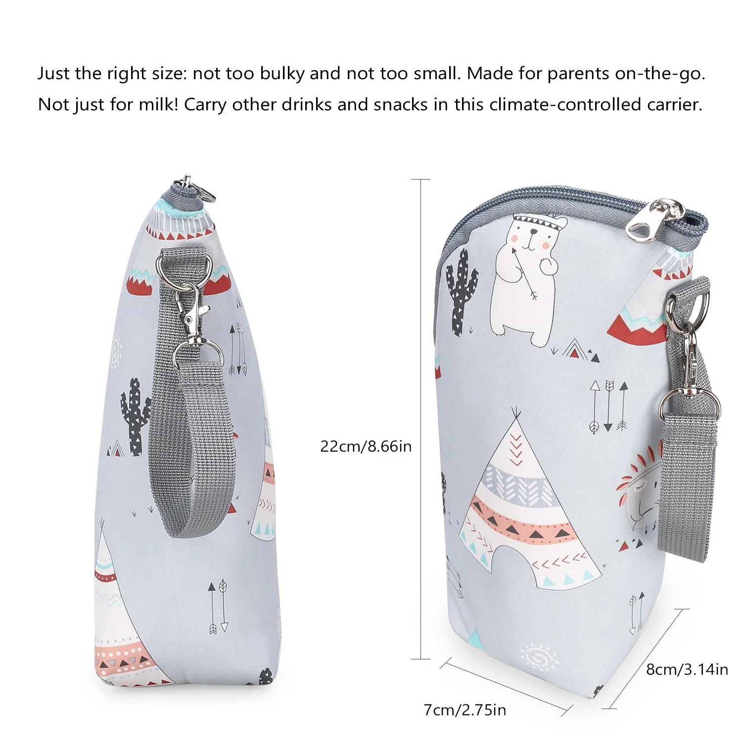 Insulated Baby Bottle Warmer Bag for Strollers with Thermal Aluminum Lining