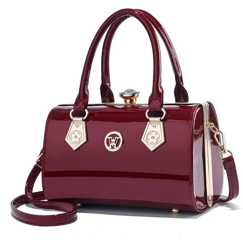 Glossy Patent Leather Women's Handbag - Luxury Brand Designer Shoulder Bag for Weddings & Parties