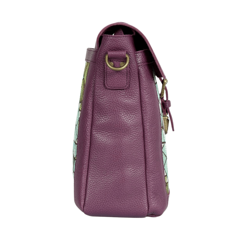 Antalya Harmony Crossbody – Premium Leather Laptop-Compatible Shoulder Bag in Purple Mosaic by HappyNear Exclusive