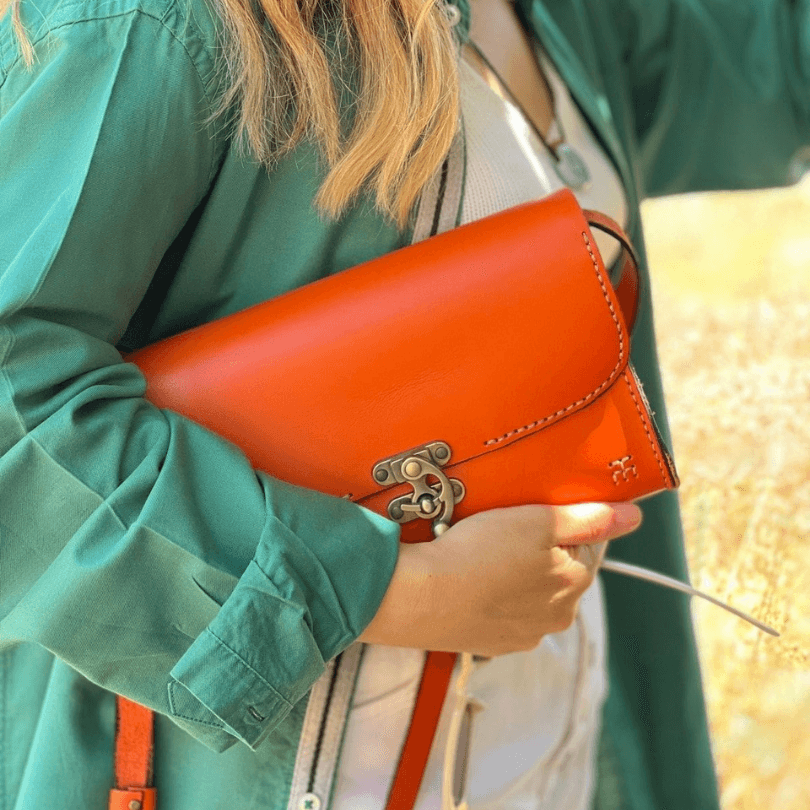 Kuşadası Heritage Crossbody – 100% Genuine Leather Handcrafted Shoulder Bag in Orange by HappyNear Exclusive