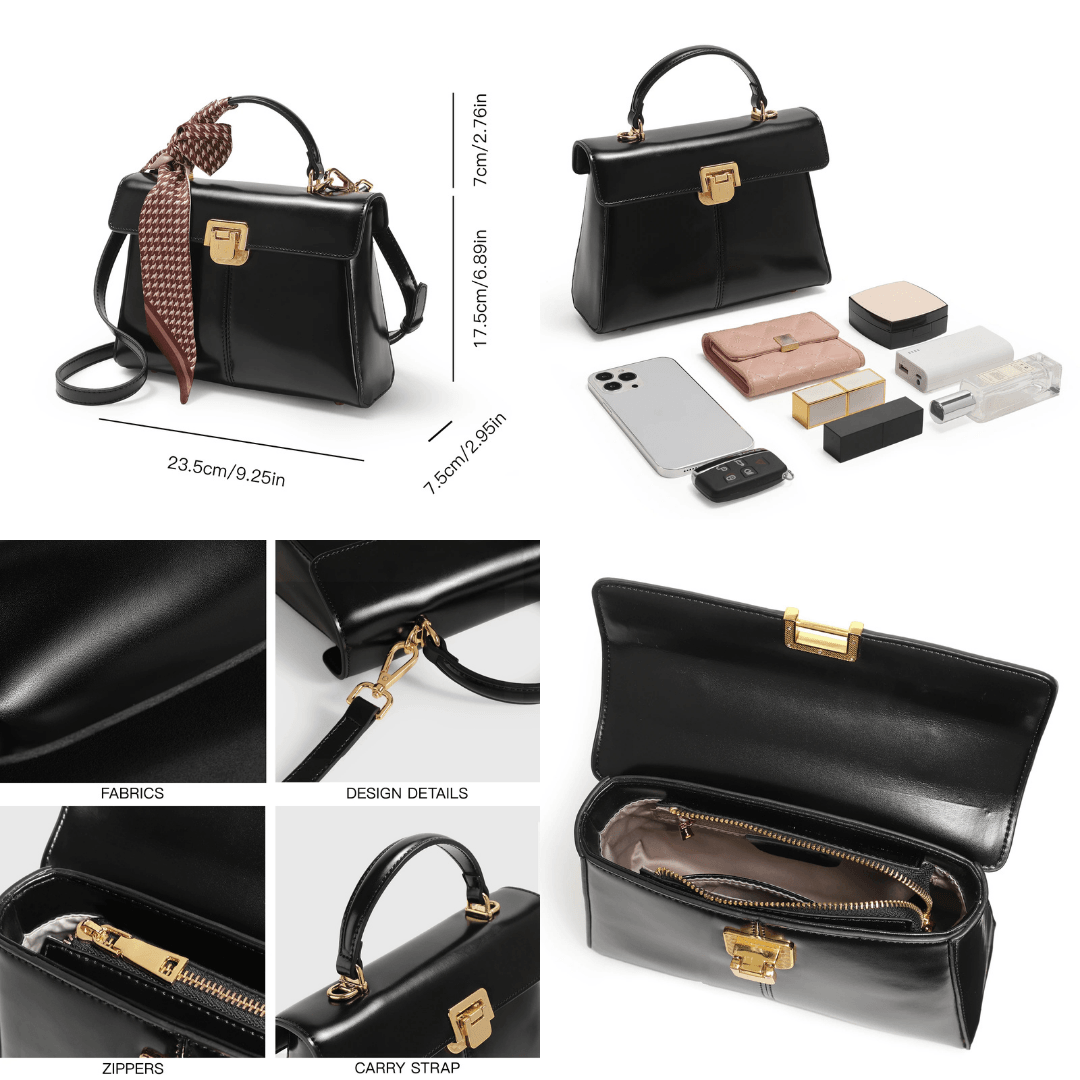 Luxury Genuine Leather Women's Crossbody Bag with Scarf – Designer Handbag for Versatile Fashion