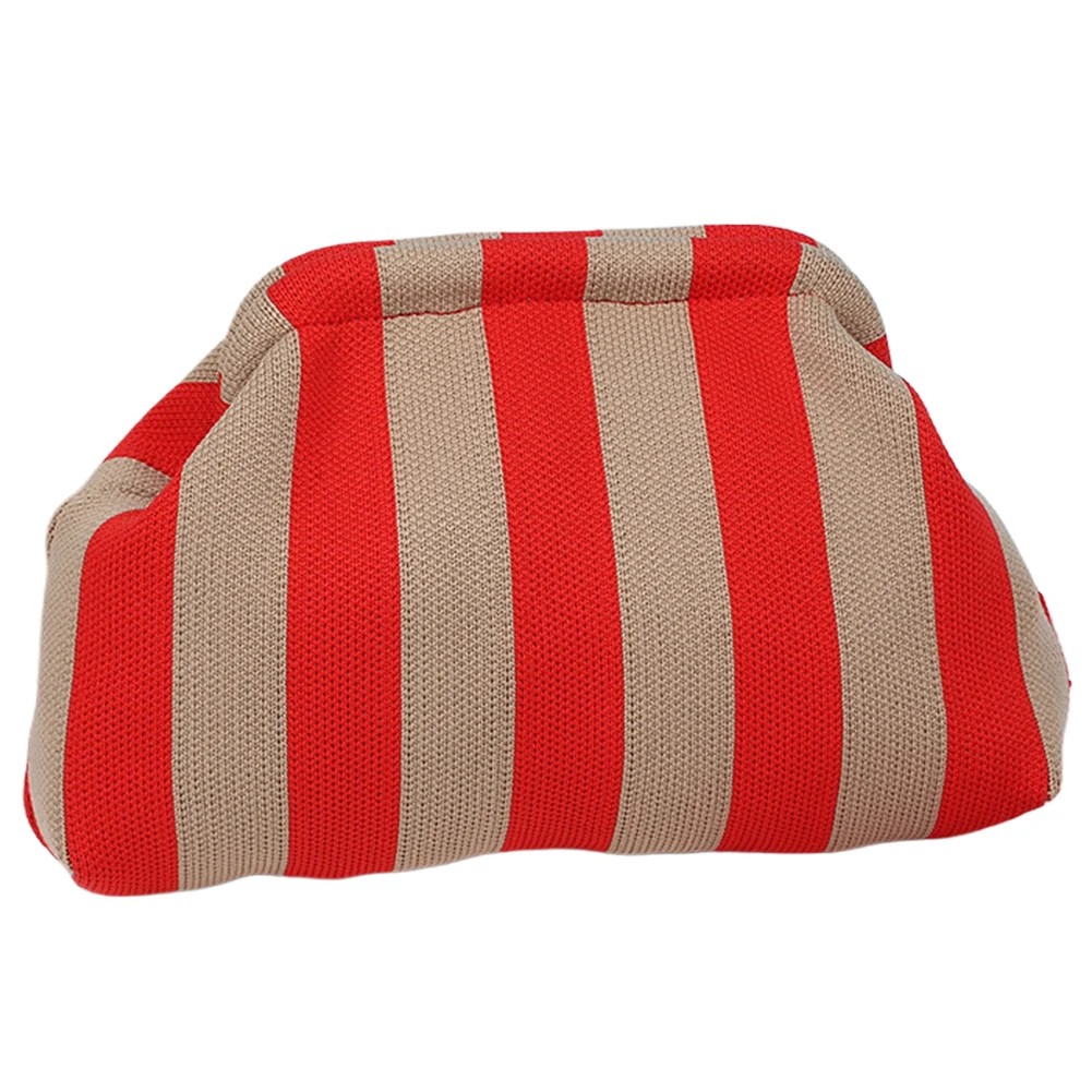 Striped Knitted Clutch Bag - Summer Beach Woven Handbag for Women | Colorblock Crochet Dumpling Clutch