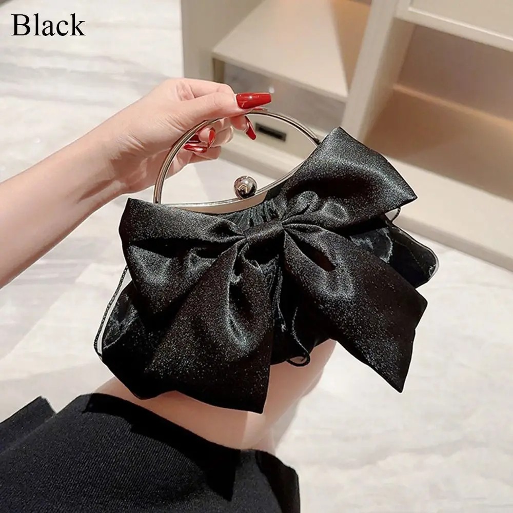 Elegant Silk Bowknot Evening Clutch – Banquet Shoulder Bag for Women