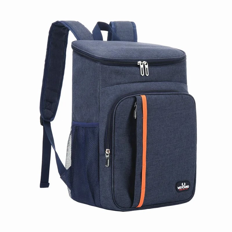 18L Waterproof Thermal Cooler Backpack - Insulated Lunch Bag for Travel, Camping, Hiking, Picnics (Blue/Gray)