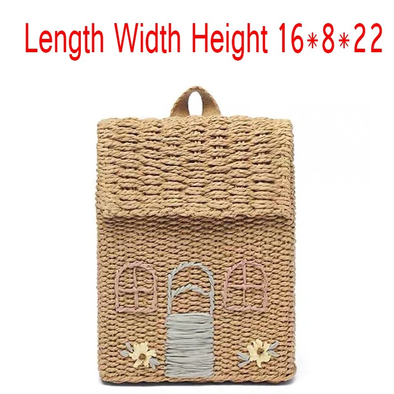 Zaino per bambini in paglia intrecciata a mano: grazioso design da cottage per i più piccoli, borsa da scuola per bambini in tessuto resistente