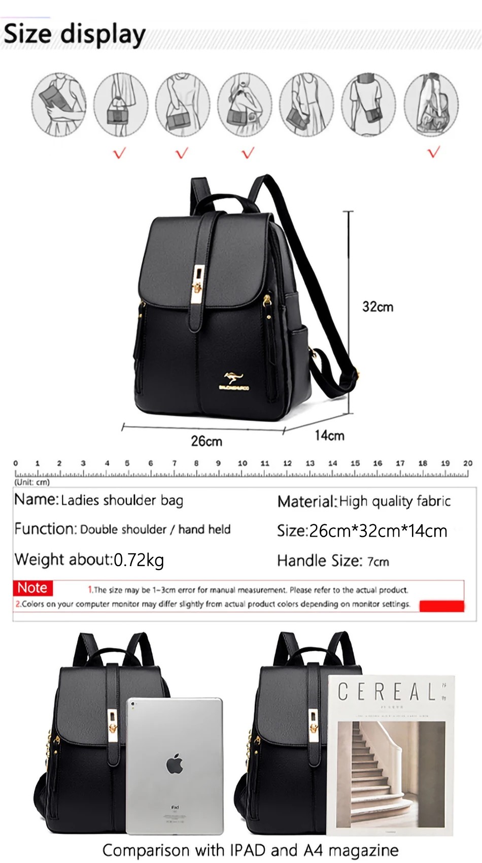 Elegant Leather Women’s Backpack - Fashionable, High-Capacity Shoulder Bag for Travel, Work & School by HappyNear