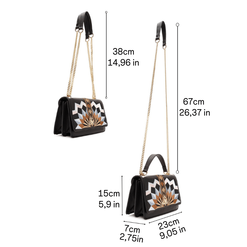 Fethiye Luxe Shoulder Bag – Designer Embroidered Vegan Leather Handbag in Black by HappyNear Exclusive