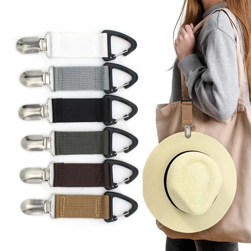 Portable Outdoor Hat Clip with Carabiner – Travel-Friendly Multi-Purpose Accessory Organizer – Available in White, Gray, Black, Deep Gray, Brown, and Khaki