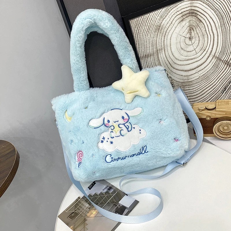 Plush Shoulder Bag - Hello Kitty, My Melody, Kuromi, Cinnamoroll Cartoon Handbag for Women and Girls