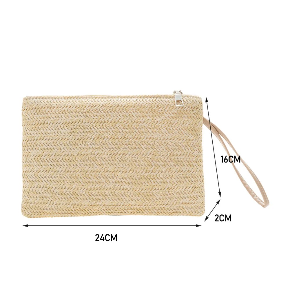 Bohemian Woven Clutch Wristlet Bag – Casual Beach Handbag for Women