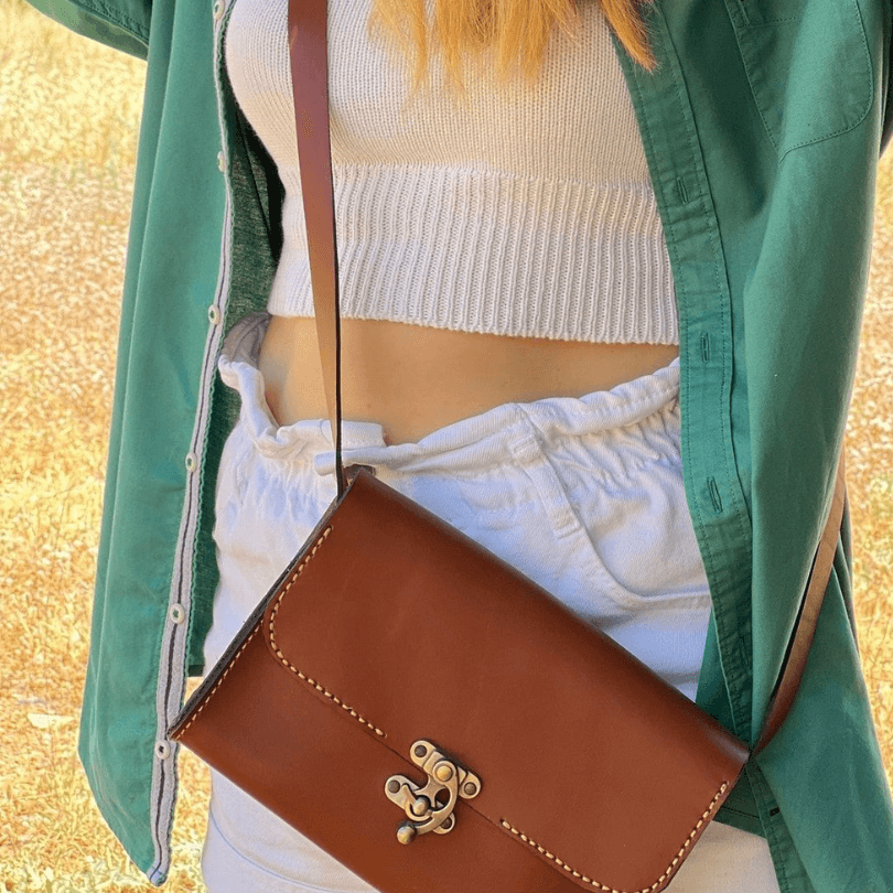 Kuşadası Heritage Crossbody – 100% Genuine Leather Handcrafted Shoulder Bag in Brown by HappyNear Exclusive