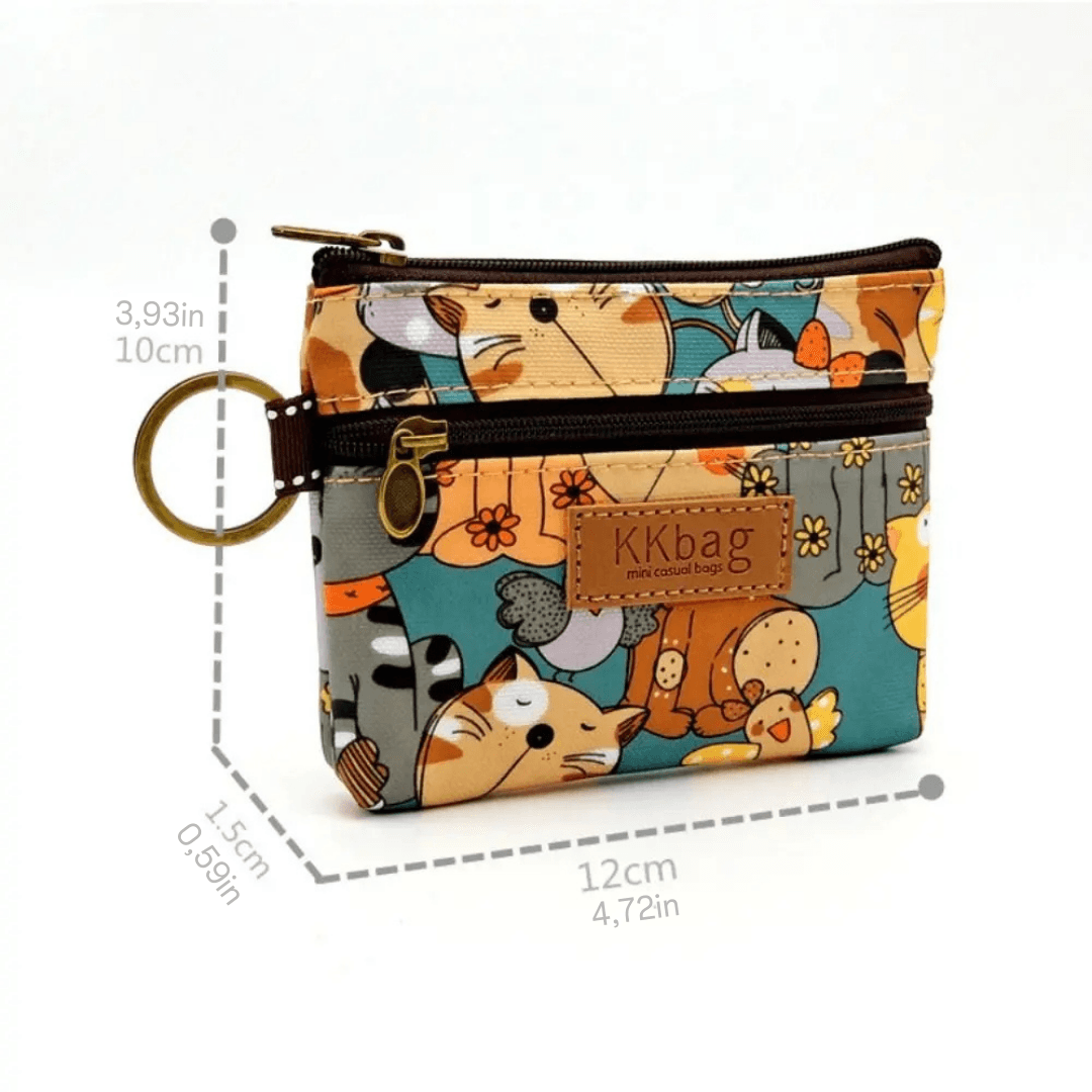 Cute Animal Pattern Canvas Coin Purse – Lightweight Zipper Wallet for Cards, Coins & Accessories – Available in Various Patterns