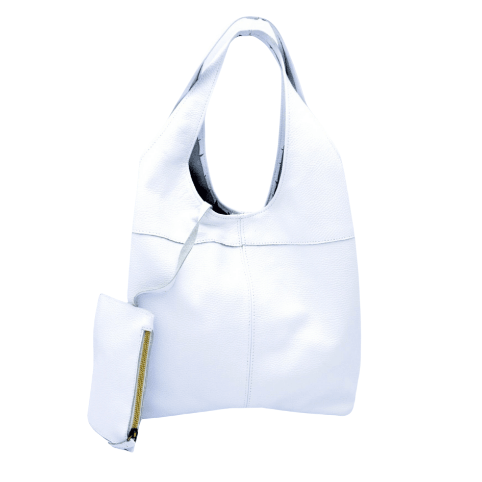 Didim Luxe Shoulder Bag – Pearl White Leather Handbag by HappyNear Exclusive