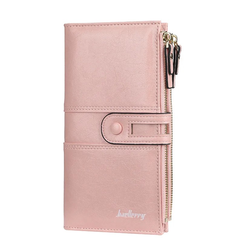 Personalized Women's Leather Wallet - Custom Engraved Name Long Purse - High-Quality Card Holder with Zipper - Stylish Fashion Wallet