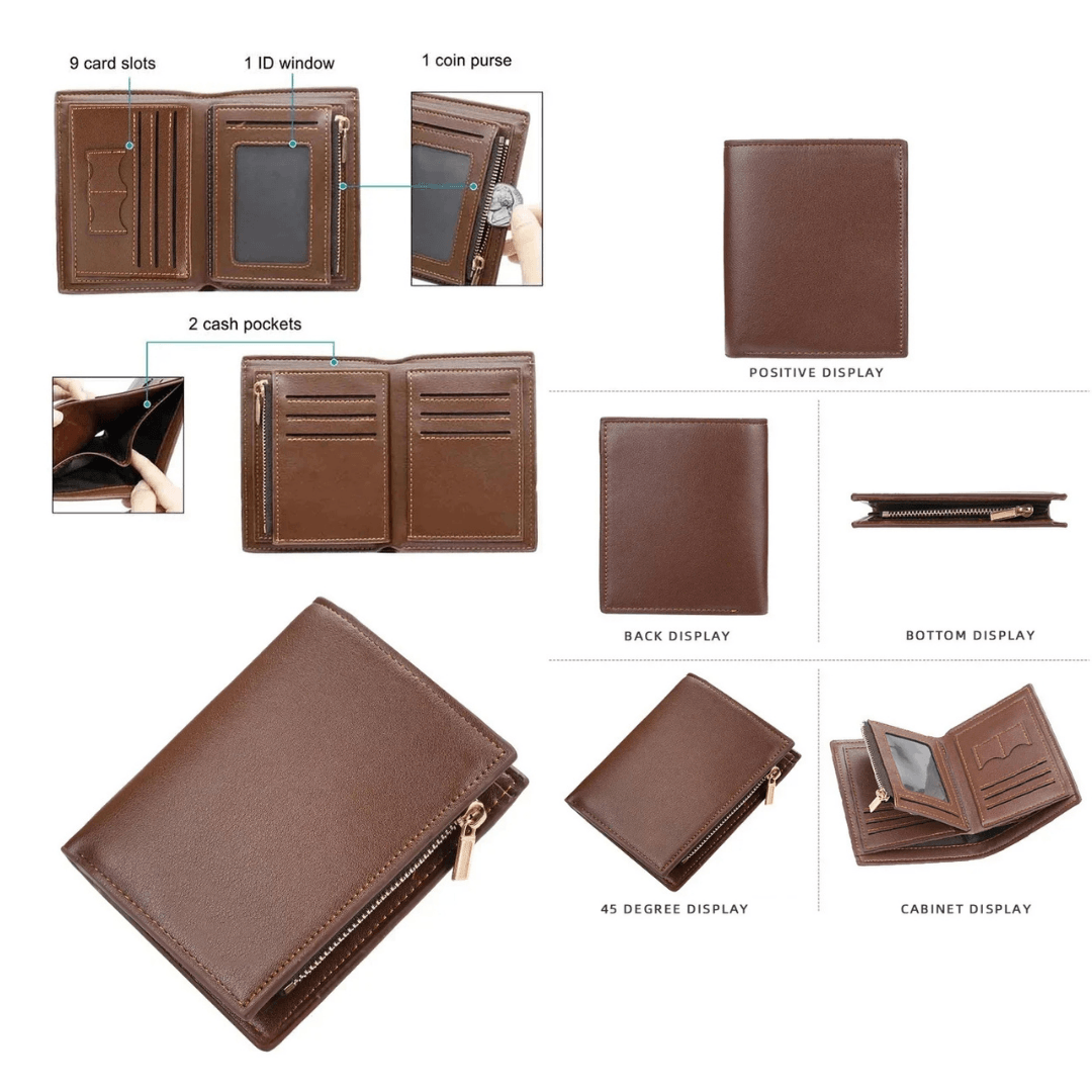 Personalized Men's PU Leather Wallet - Custom Engraved Picture Wallet - High Quality Luxury Father's Day Gift