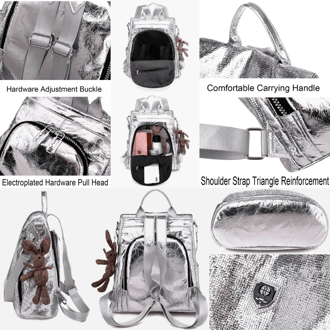 Fashion Anti-Theft Women’s Backpack - Large Capacity, Soft Leather Travel Bag for Casual & School Use - Available in Silver & Black