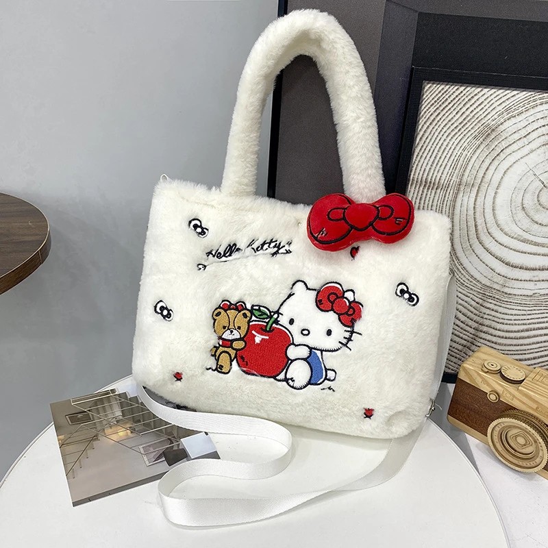 Plush Shoulder Bag - Hello Kitty, My Melody, Kuromi, Cinnamoroll Cartoon Handbag for Women and Girls