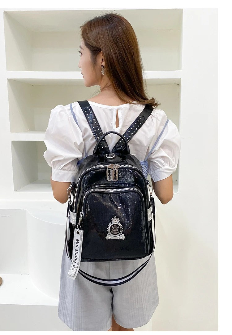 Chic Black Designer PU Leather Backpack for Women - Stylish & Versatile Shoulder Bag with High Capacity for Travel & School