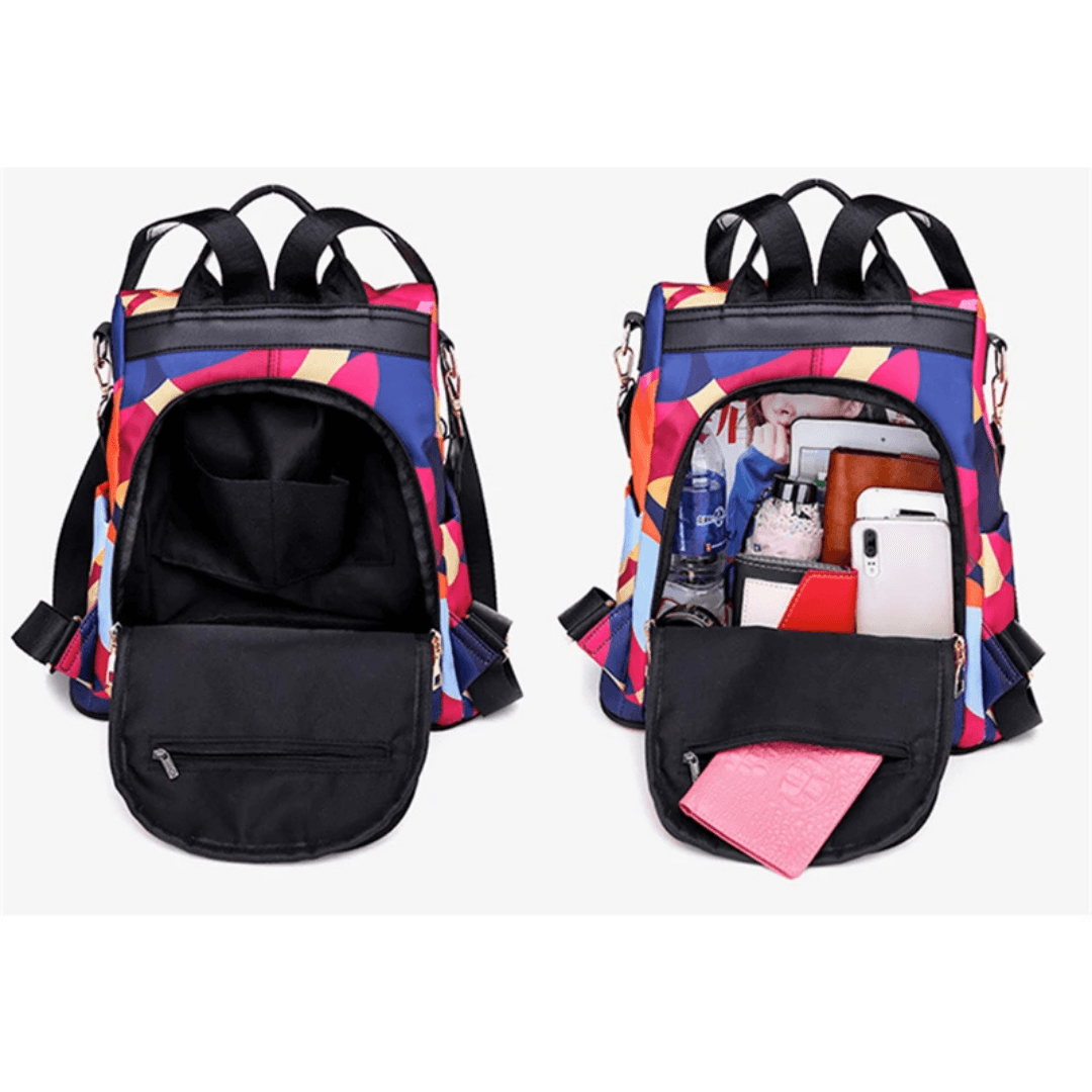 Multifunctional Anti-Theft Backpack for Women - Large Capacity, Lightweight Oxford Shoulder Bag - Colorful Print