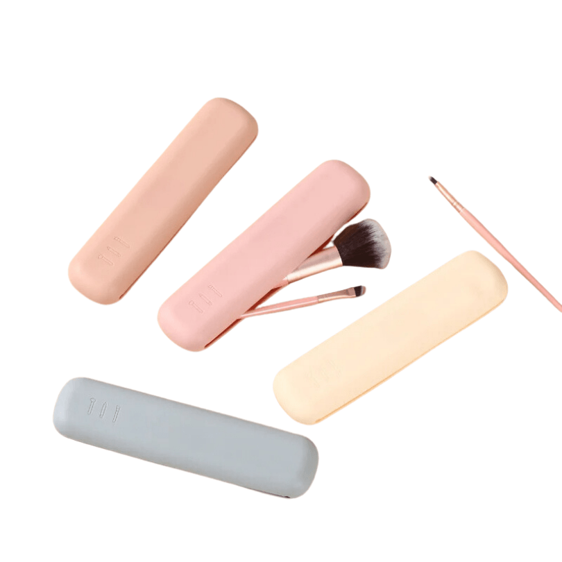 Silicone Makeup Brush Holder - Portable Waterproof Cosmetic Brush Case for Travel, Girls & Women