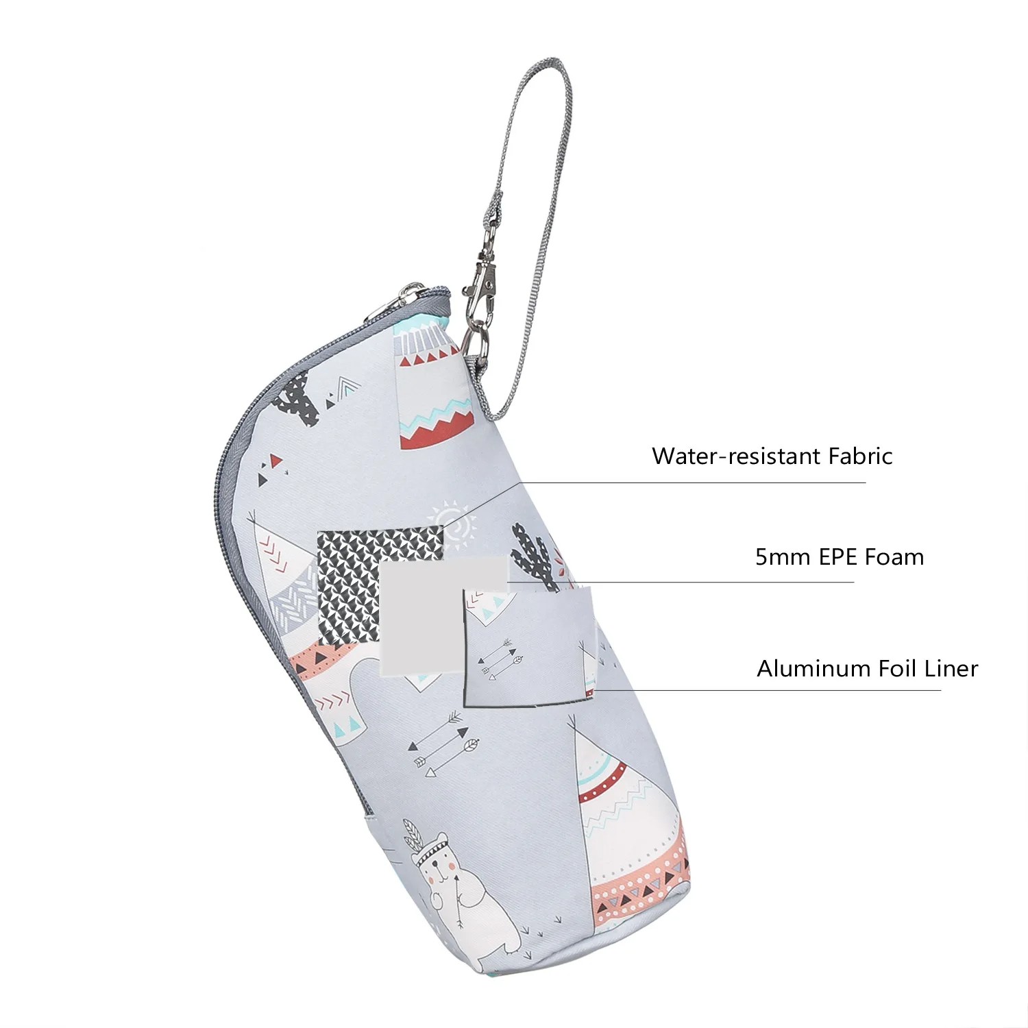 Insulated Baby Bottle Warmer Bag for Strollers with Thermal Aluminum Lining