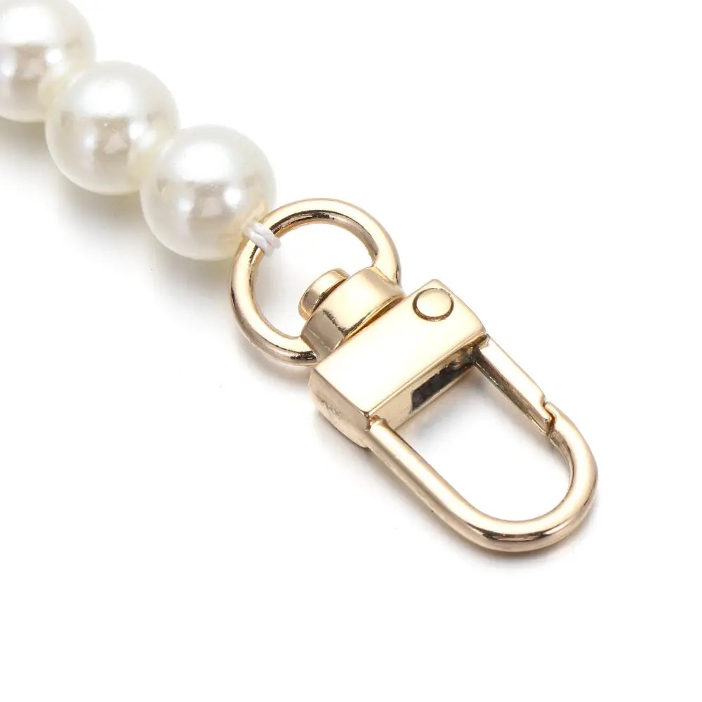 Elegant Pearl Bag Strap – 8/10mm Long Beaded Chain for Handbags & Shoulder Bags with Gold Clasps