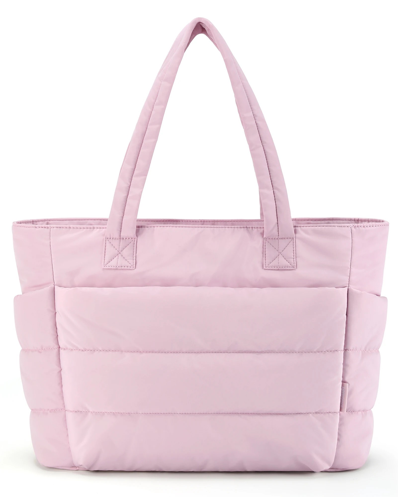 Quilted Puffy Pink Tote Bag – Large Cotton Padded Shoulder Shopper Purse for Women | Daily Casual Handbag