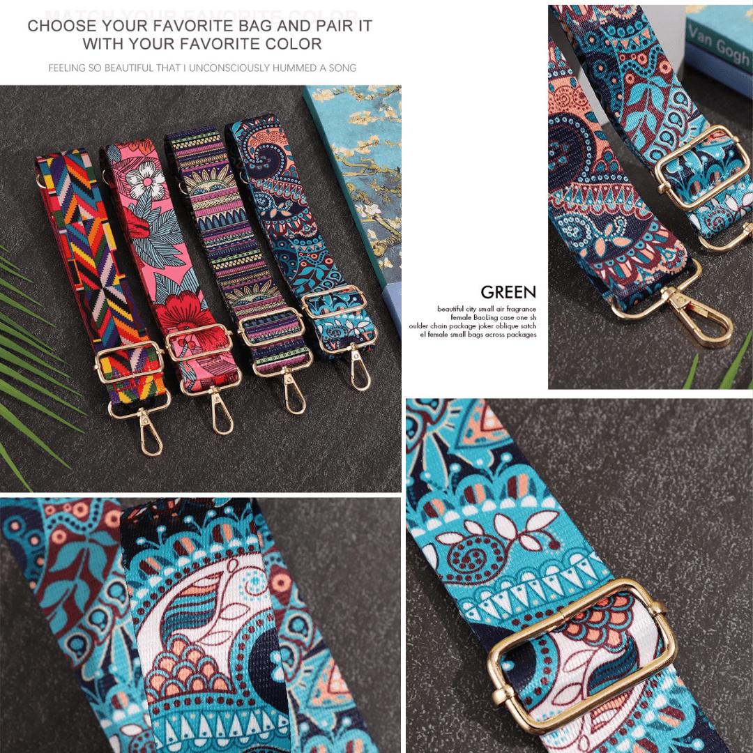 Adjustable Printed Shoulder Strap - Multifunctional Wide Bag Strap for Handbags and Luggage, 54.3" (138cm) Long, Available in Vibrant Patterns