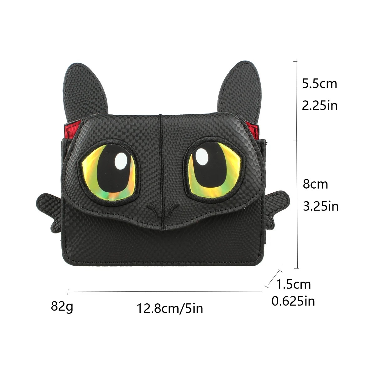 Dragon 3D Animal Shaped Wallet - Cute Women's Coin Purse & Keychain Bag - Black