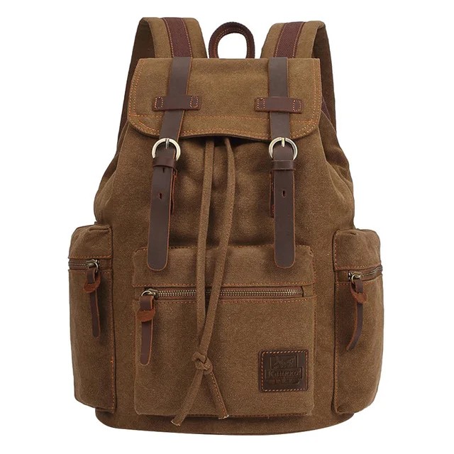 Vintage Canvas Backpack – Durable Travel & Hiking Bag for Men and Women with Large Capacity, Functional Pockets, and Free Shipping