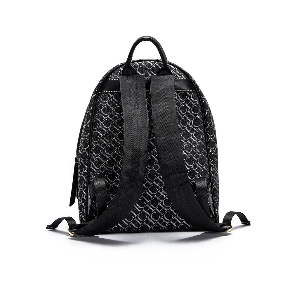 Luxury Monogram Jacquard Backpack for Men & Women – Stylish Commuter & Travel Bag with Leather Accents