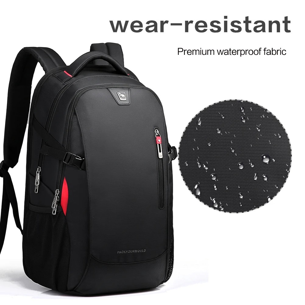 29L Waterproof Laptop Backpack – Durable Travel Bag with 14-Inch Laptop Compartment, Black