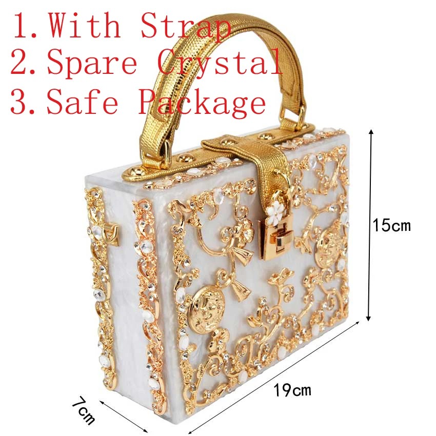 Luxury Diamond Flower Evening Clutch – Hollow Relief Acrylic Designer Handbag for Women