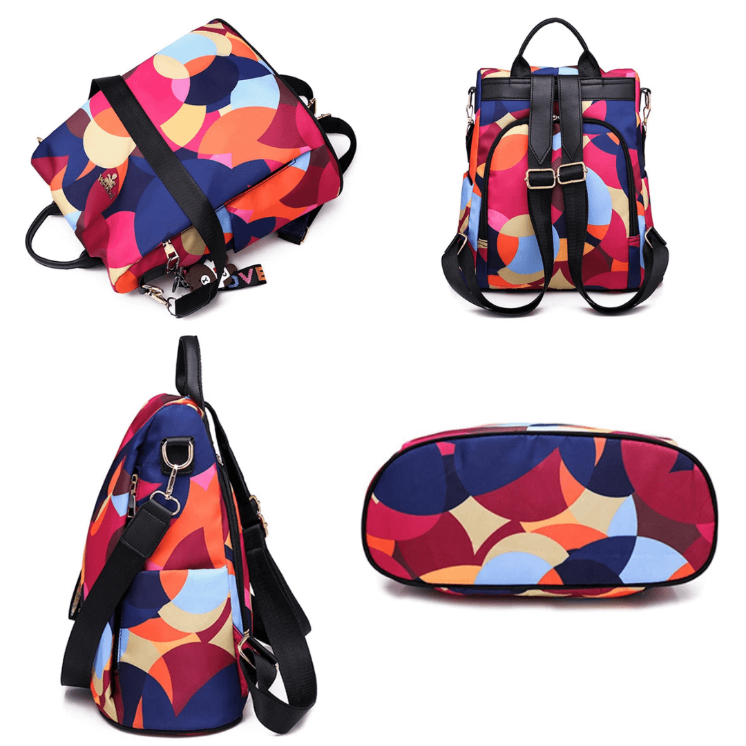 Multifunctional Anti-Theft Backpack for Women - Large Capacity, Lightweight Oxford Shoulder Bag - Colorful Print