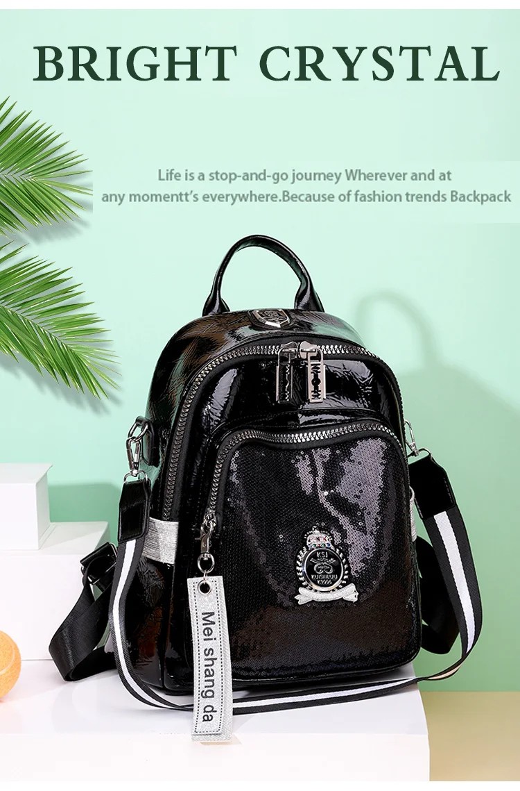 Chic Black Designer PU Leather Backpack for Women - Stylish & Versatile Shoulder Bag with High Capacity for Travel & School