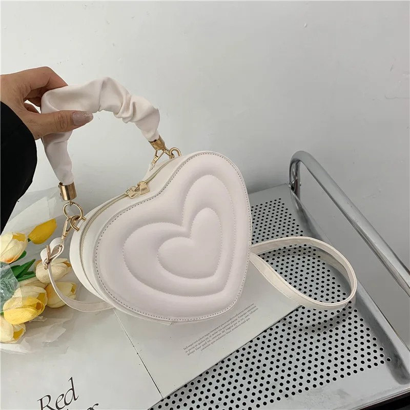 Heart-Shaped Crossbody Bag | Trendy PU Leather Top Handle Handbag for Women